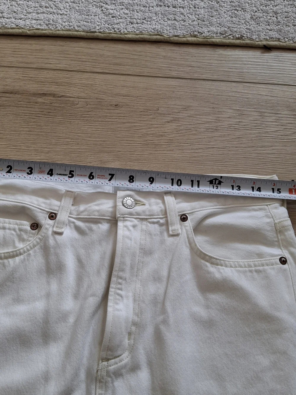 NWT AGOLDE Della White Denim Midi Skirt Raw Hem Frayed Size 27